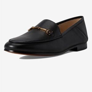 Black Leather Horsebit Loafer with Gold Hardware